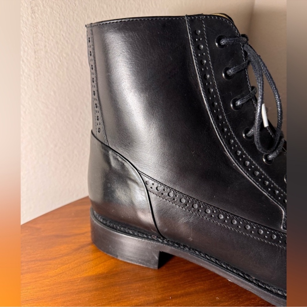 The Office of Angela Scott handmade Black Leather lace-up Ankle Boots EU41 US11 - Picture 3 of 11